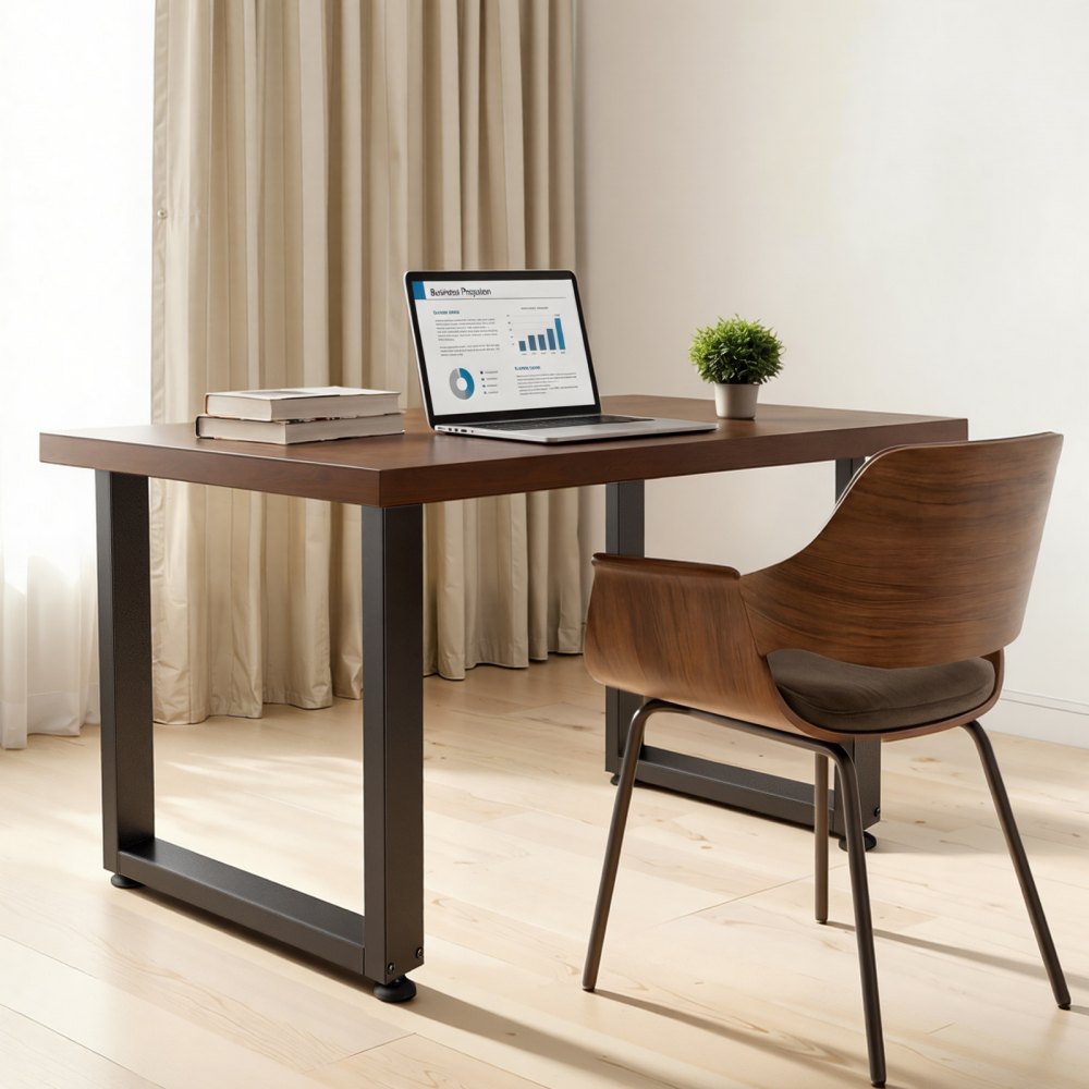 VEVOR Patas de Mesa Cuadradas de Acero al Carbono, Capacidad Máxima 1000 kg, 750 x 600 mm, Negro, Juego de 2 Patas con Kit de Herrajes para Banco de Trabajo, Escritorio, Muebles, Oficina y Mesa de Bar