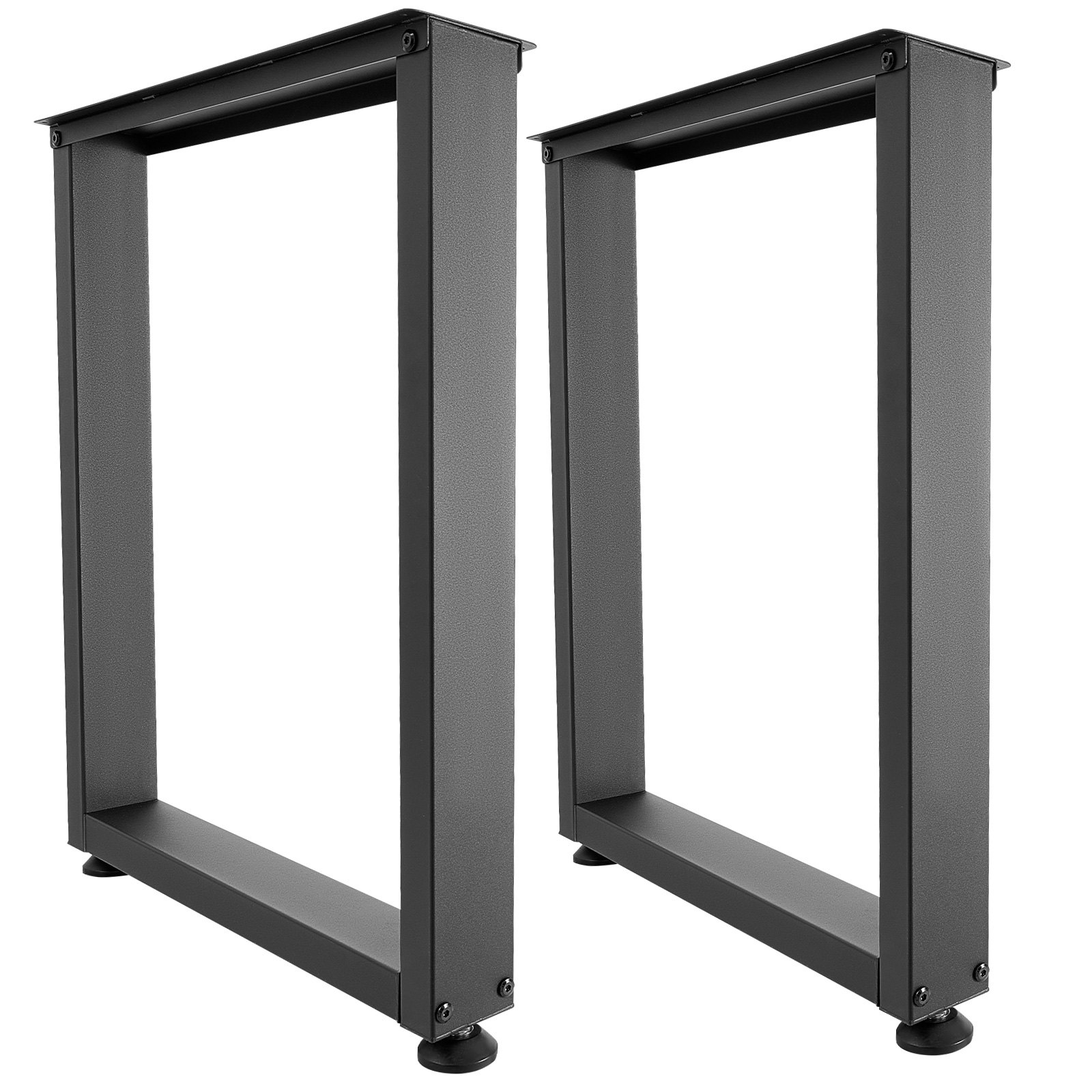 VEVOR Patas de Mesa Cuadradas de Acero al Carbono, Capacidad Máxima 1000 kg, 750 x 600 mm, Negro, Juego de 2 Patas con Kit de Herrajes para Banco de Trabajo, Escritorio, Muebles, Oficina y Mesa de Bar