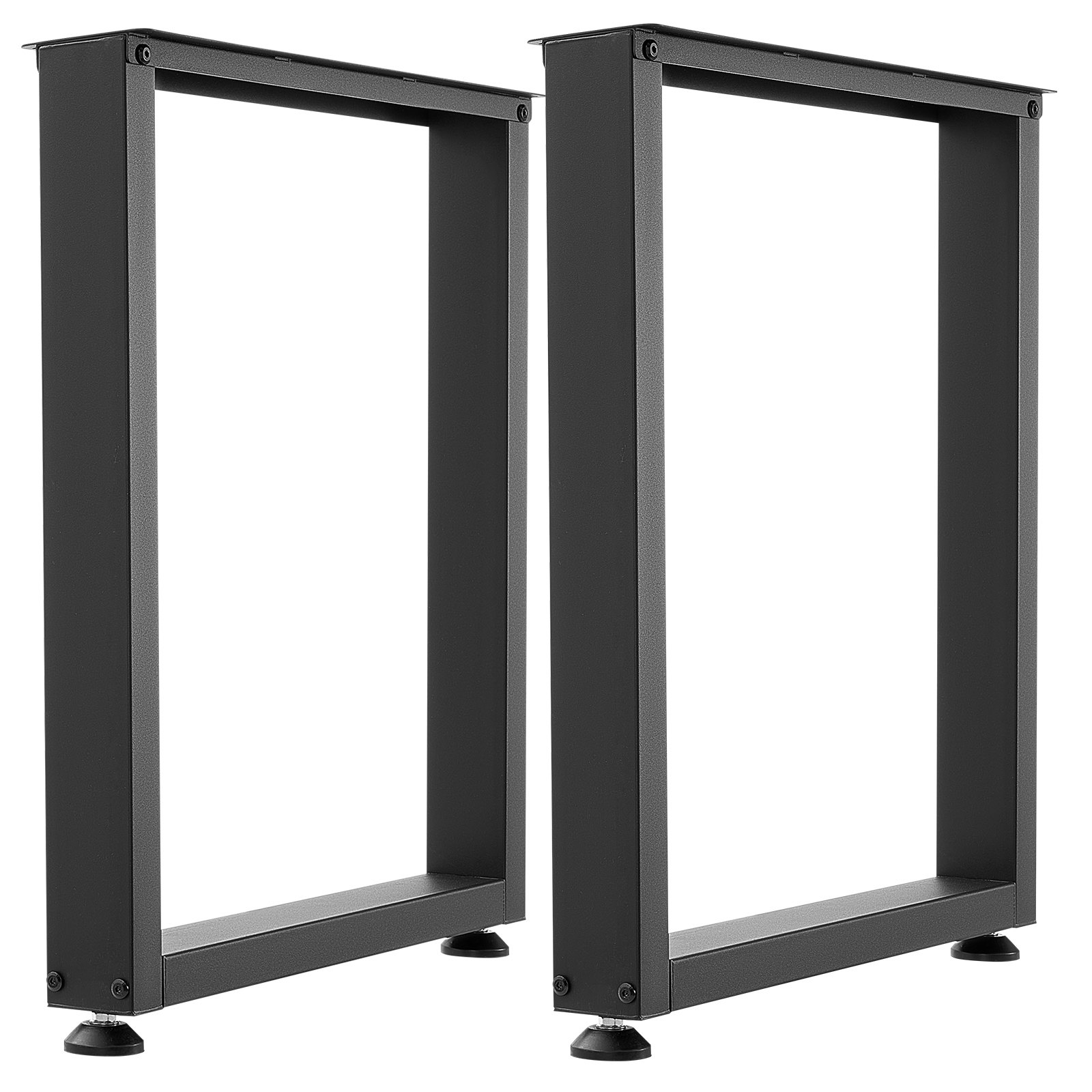 VEVOR Patas de Mesa Cuadradas de Acero al Carbono, Capacidad Máxima 1000 kg, 750 x 600 mm, Negro, Juego de 2 Patas con Kit de Herrajes para Banco de Trabajo, Escritorio, Muebles, Oficina y Mesa de Bar