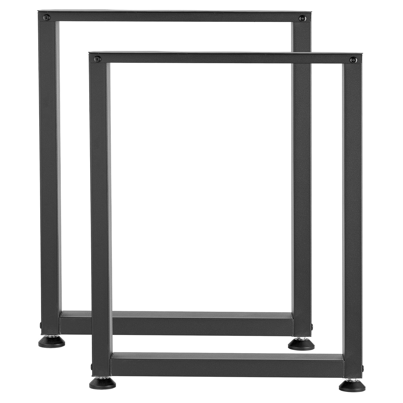 VEVOR Patas de Mesa Cuadradas de Acero al Carbono, Capacidad Máxima 1000 kg, 750 x 600 mm, Negro, Juego de 2 Patas con Kit de Herrajes para Banco de Trabajo, Escritorio, Muebles, Oficina y Mesa de Bar