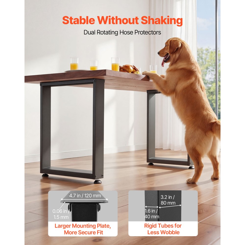 VEVOR Patas de Mesa Cuadradas de Acero al Carbono, Capacidad Máxima 1000 kg, 750 x 900 mm, Negro, Juego de 2 Patas con Kit de Herrajes para Banco de Trabajo, Muebles, Escritorio, Mesa de Bar y Oficina