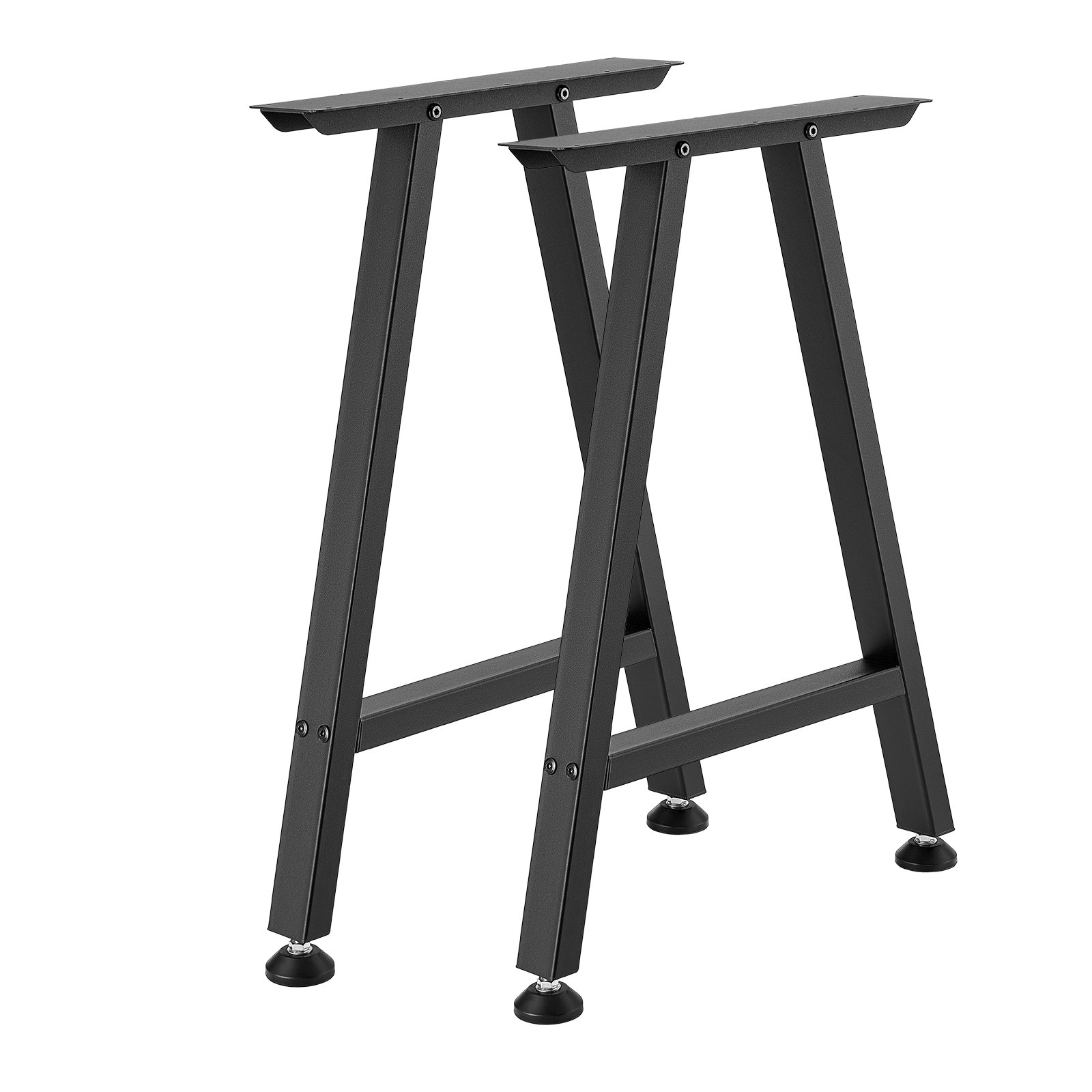 VEVOR Patas de Mesa en Forma de Trapecio, de Acero al Carbono, 750 x 550 mm, Capacidad Máxima 1000 kg, Juego de 2 Patas con Kit de Herrajes para Muebles, Escritorio, Mesa de Bar y Banco de Trabajo