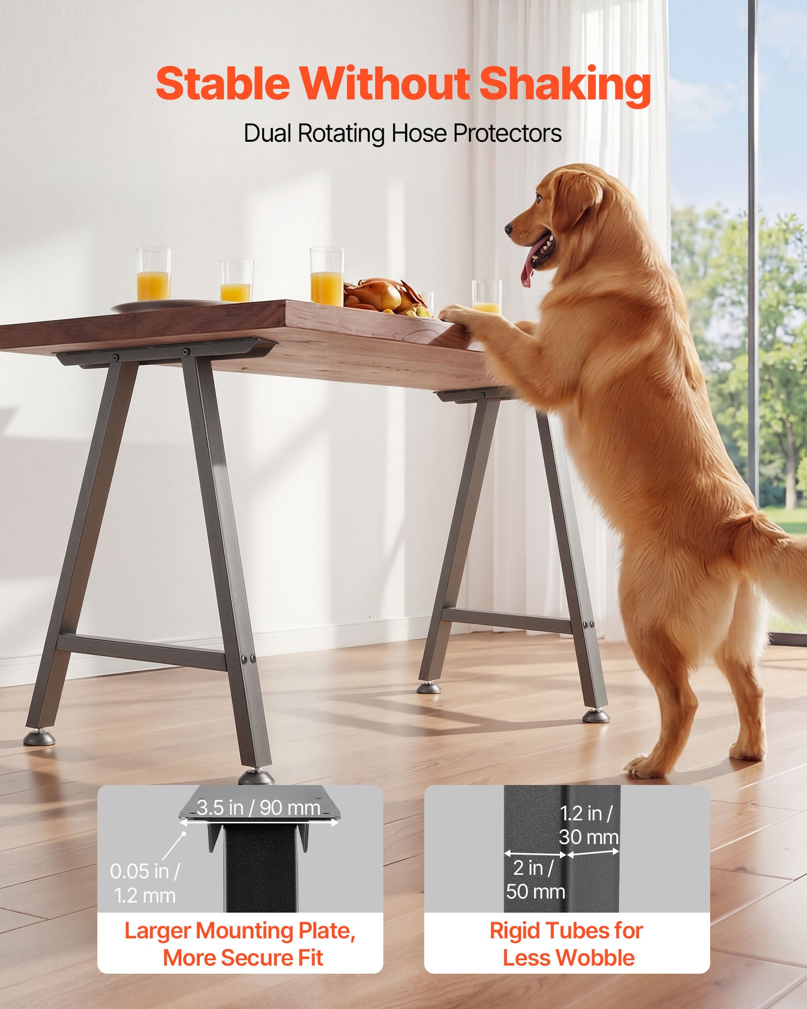 VEVOR Patas de Mesa en Forma de Trapecio, de Acero al Carbono, 750 x 550 mm, Capacidad Máxima 1000 kg, Juego de 2 Patas con Kit de Herrajes para Muebles, Escritorio, Mesa de Bar y Banco de Trabajo