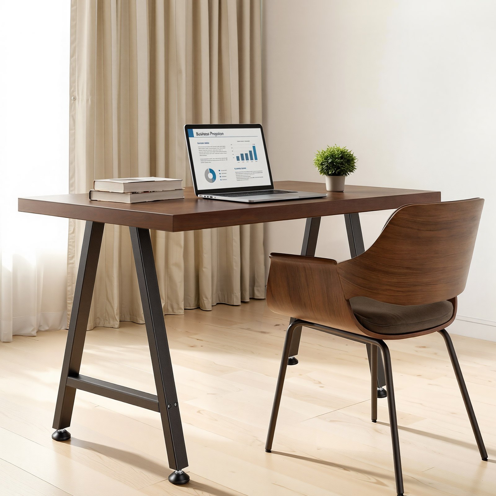 VEVOR Patas de Mesa en Forma de Trapecio, de Acero al Carbono, 750 x 550 mm, Capacidad Máxima 1000 kg, Juego de 2 Patas con Kit de Herrajes para Muebles, Escritorio, Mesa de Bar y Banco de Trabajo