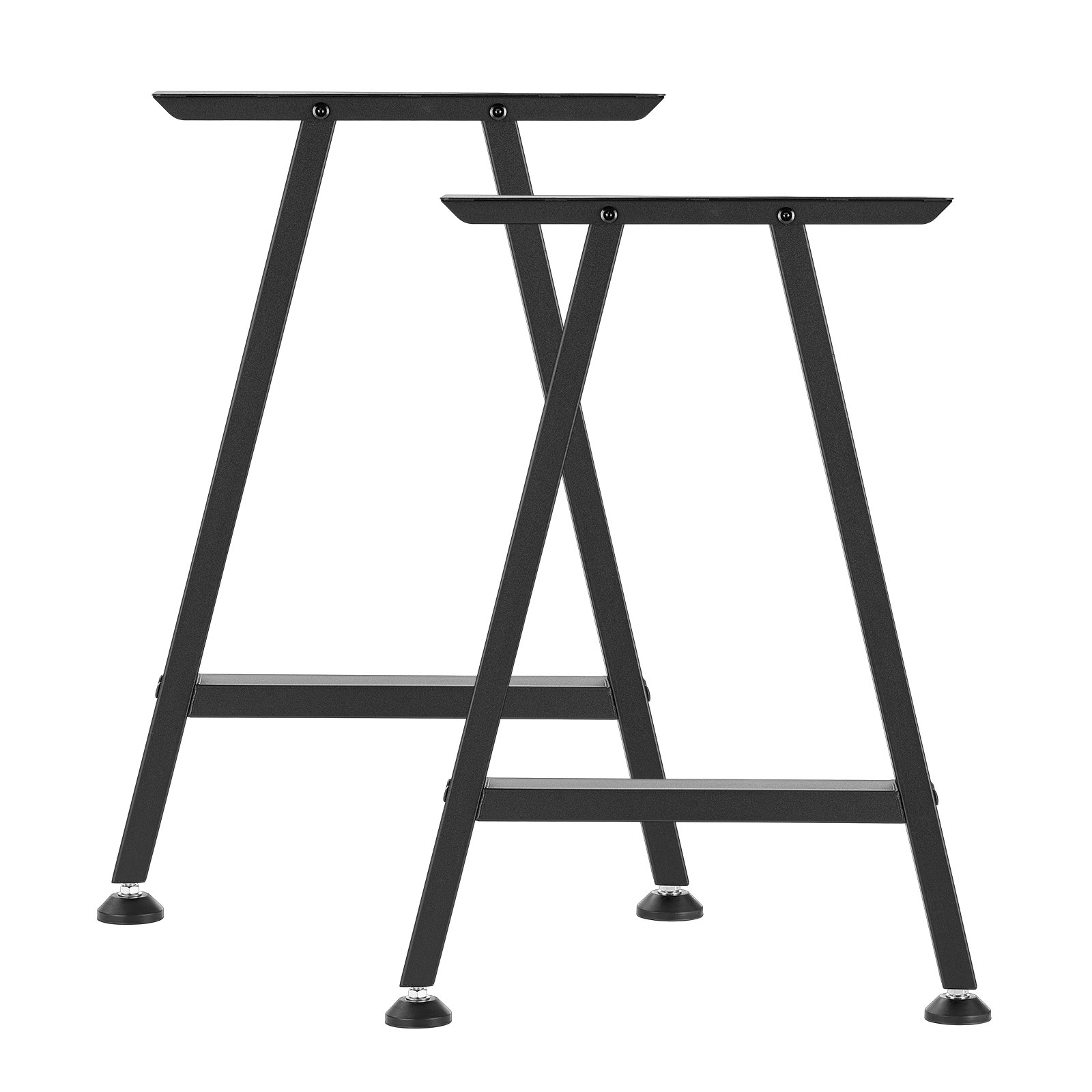 VEVOR Patas de Mesa en Forma de Trapecio, de Acero al Carbono, 750 x 550 mm, Capacidad Máxima 1000 kg, Juego de 2 Patas con Kit de Herrajes para Muebles, Escritorio, Mesa de Bar y Banco de Trabajo