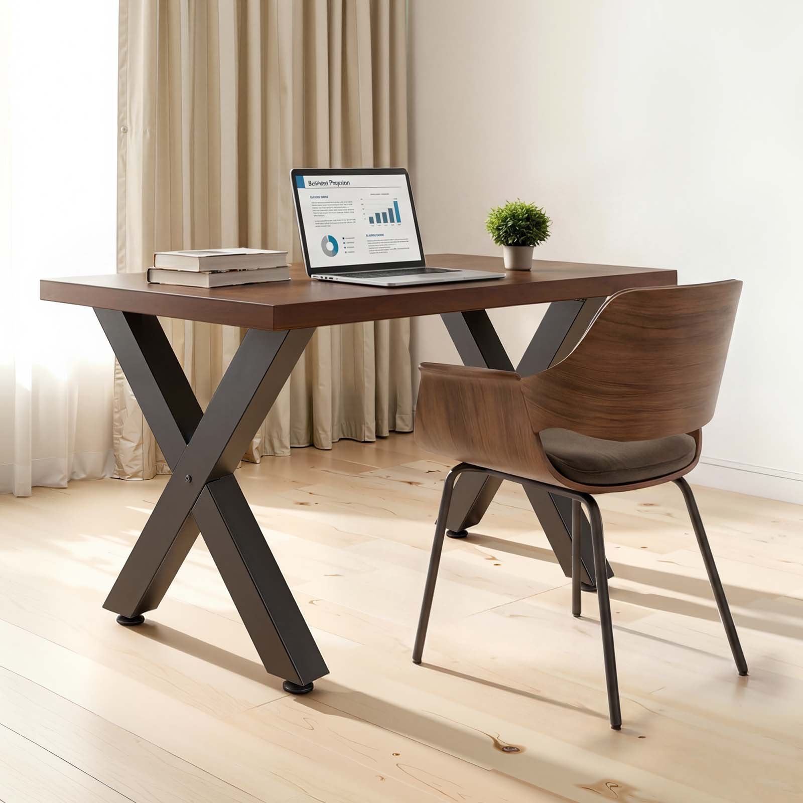 VEVOR Patas de Mesa en Forma de X de Acero al Carbono, 750 x 600 mm, Capacidad Máxima 1000 kg, Juego de 2 Patas con Kit de Herrajes para Muebles, Escritorio, Oficina, Banco de Trabajo y Mesa de Bar