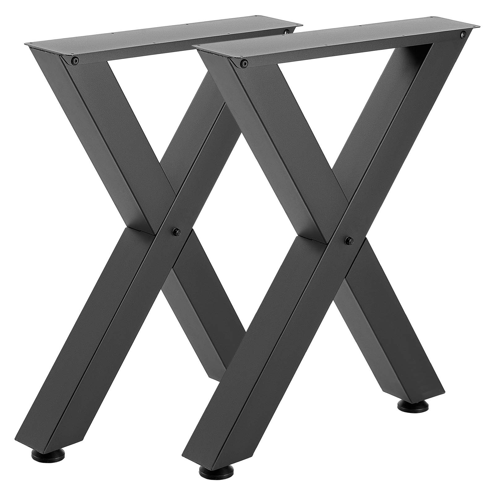 VEVOR Patas de Mesa en Forma de X de Acero al Carbono, 750 x 600 mm, Capacidad Máxima 1000 kg, Juego de 2 Patas con Kit de Herrajes para Muebles, Escritorio, Oficina, Banco de Trabajo y Mesa de Bar