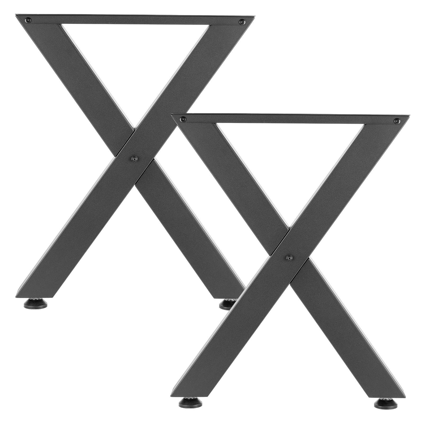 VEVOR Patas de Mesa en Forma de X de Acero al Carbono, 750 x 600 mm, Capacidad Máxima 1000 kg, Juego de 2 Patas con Kit de Herrajes para Muebles, Escritorio, Oficina, Banco de Trabajo y Mesa de Bar