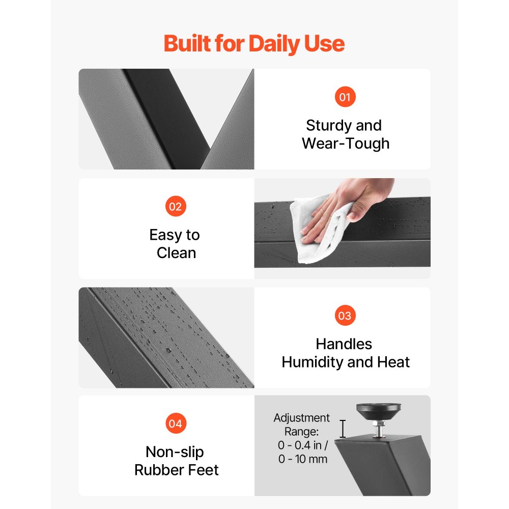 VEVOR Patas de Mesa en Forma de X de Acero al Carbono, 750 x 760 mm, Capacidad Máxima 1000 kg, Juego de 2 Patas con Kit de Herrajes para Oficina, Muebles, Escritorio, Banco de Trabajo y Mesa de Bar