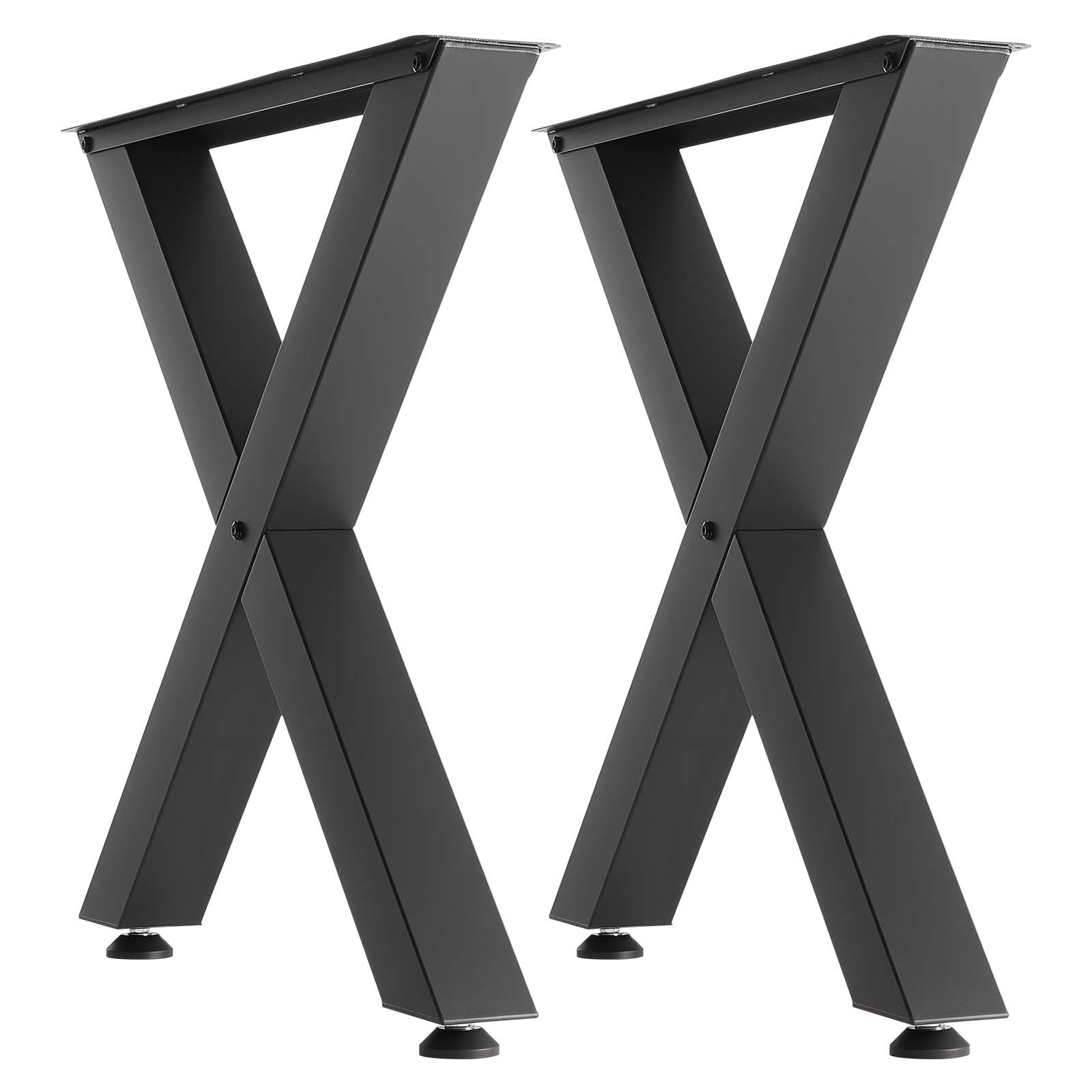VEVOR Patas de Mesa en Forma de X de Acero al Carbono, 750 x 760 mm, Capacidad Máxima 1000 kg, Juego de 2 Patas con Kit de Herrajes para Oficina, Muebles, Escritorio, Banco de Trabajo y Mesa de Bar