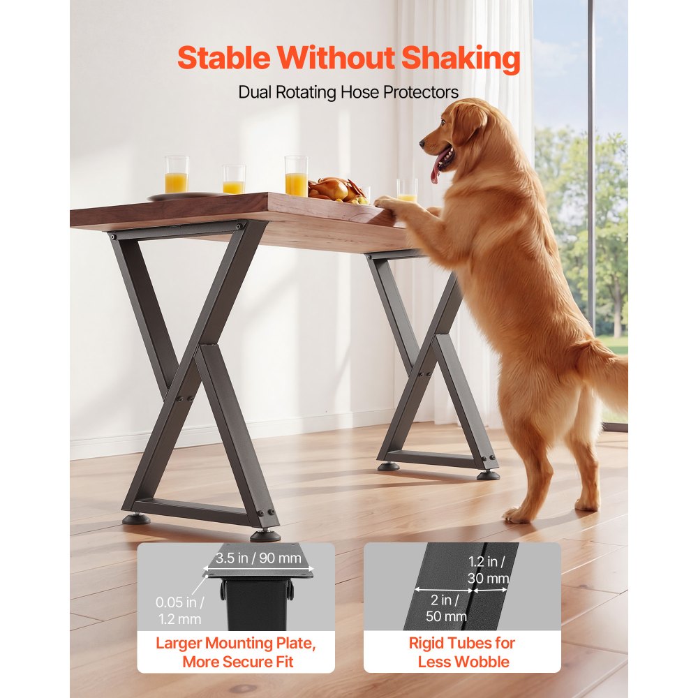 VEVOR Patas de Mesa en Forma de Z de Acero al Carbono, 740 x 472 mm, Capacidad Máxima 1000 kg, Juego de 2 Patas con Kit de Herrajes para Muebles, Escritorio, Banco de Trabajo, Mesa de Bar y Oficina