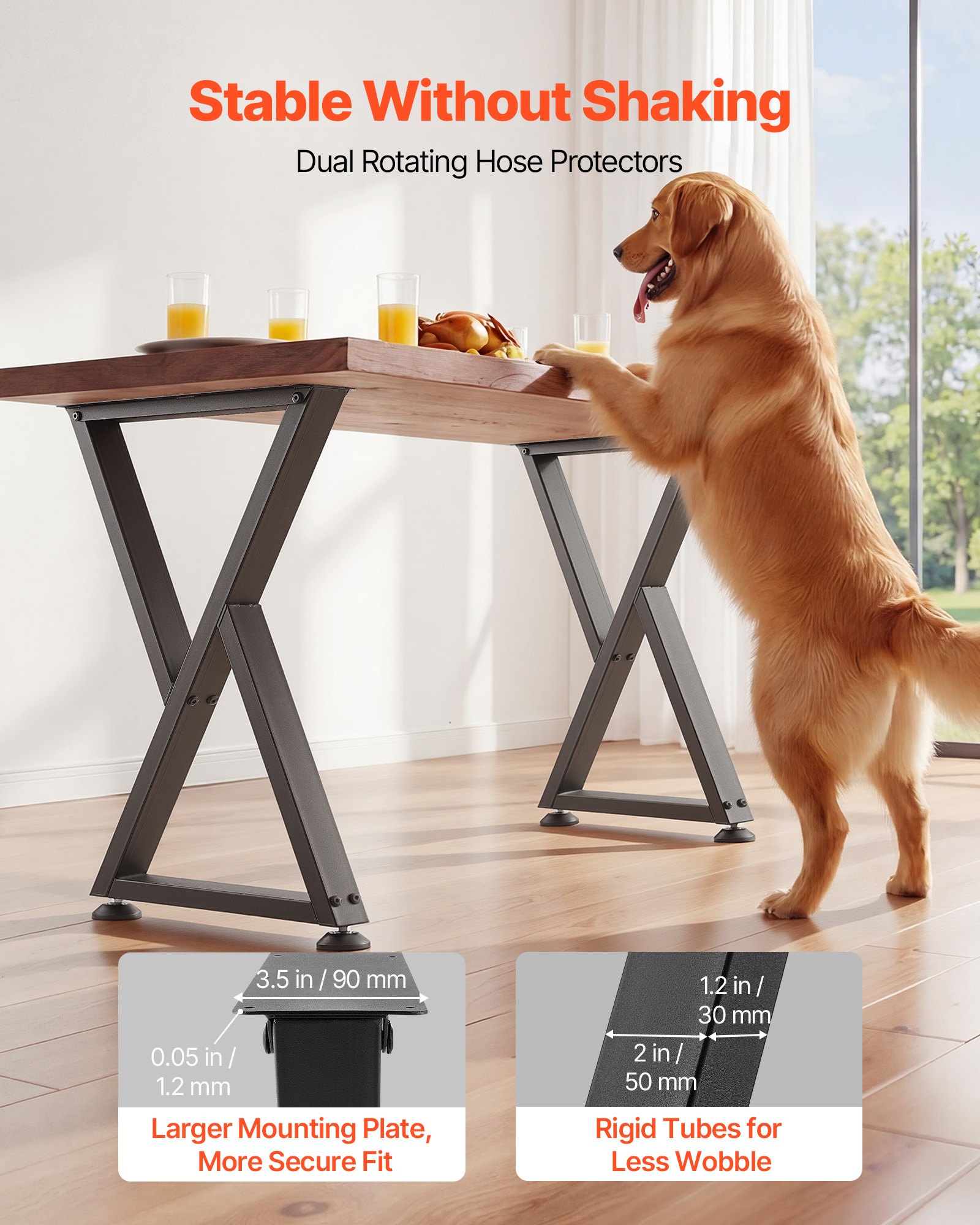 VEVOR Patas de Mesa en Forma de Z de Acero al Carbono, 740 x 472 mm, Capacidad Máxima 1000 kg, Juego de 2 Patas con Kit de Herrajes para Muebles, Escritorio, Banco de Trabajo, Mesa de Bar y Oficina