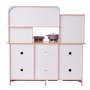 VEVOR Children's Play Kitchen, Wooden Toy Kitchen Set with Lights and Sounds, Toddler Kitchen with Ice Cream Maker, Oven, Sink, Microwave, Refrigerator and Utensils and Fruit Accessories for Toddlers Aged 3-8 Years, Pink