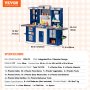 VEVOR Children's Kitchen Playset, 3-in-1 Toddler Kitchen with Simulated Spraying, Sounds and Lights, Play Kitchen Set with 74-Piece Cooking Accessory Set for Toddlers, Preschoolers, Children Aged 3-8 Years, Blue