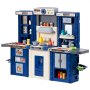 VEVOR Children's Kitchen Playset, 3-in-1 Toddler Kitchen with Simulated Spraying, Sounds and Lights, Play Kitchen Set with 74-Piece Cooking Accessory Set for Toddlers, Preschoolers, Children Aged 3-8 Years, Blue