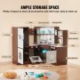 VEVOR Cocina de madera de esquina, juego de juguetes con luces y sonidos, cocina para niños pequeños con máquina de hielo, horno, fregadero, reloj, microondas, refrigerador y accesorios, para niños pequeños y preescolares, color marrón