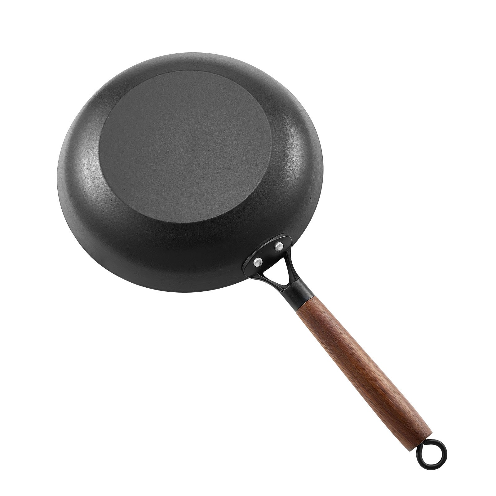 VEVOR Sartén de Hierro Fundido, Juego 3 uds 205, 265 y 310 mm, Antiadherente con Mango de Madera Desmontable, Precurada, para Cocina de Gas, Eléctrica e Inducción, a Cocineros Apasionados, Negro