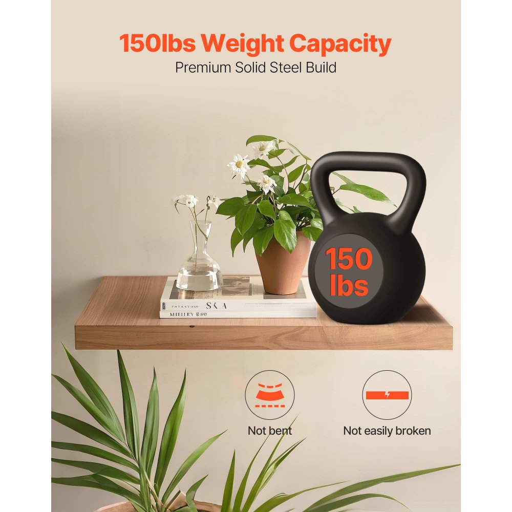 VEVOR Soportes Flotantes para Estantes de Alta Resistencia, Paquete de 2, Soporte Oculto Resistente, Capacidad de Peso de 68 kg para Montaje en Pared, Instalación Fácil, 406,4 x 157,4 x 38,1 mm