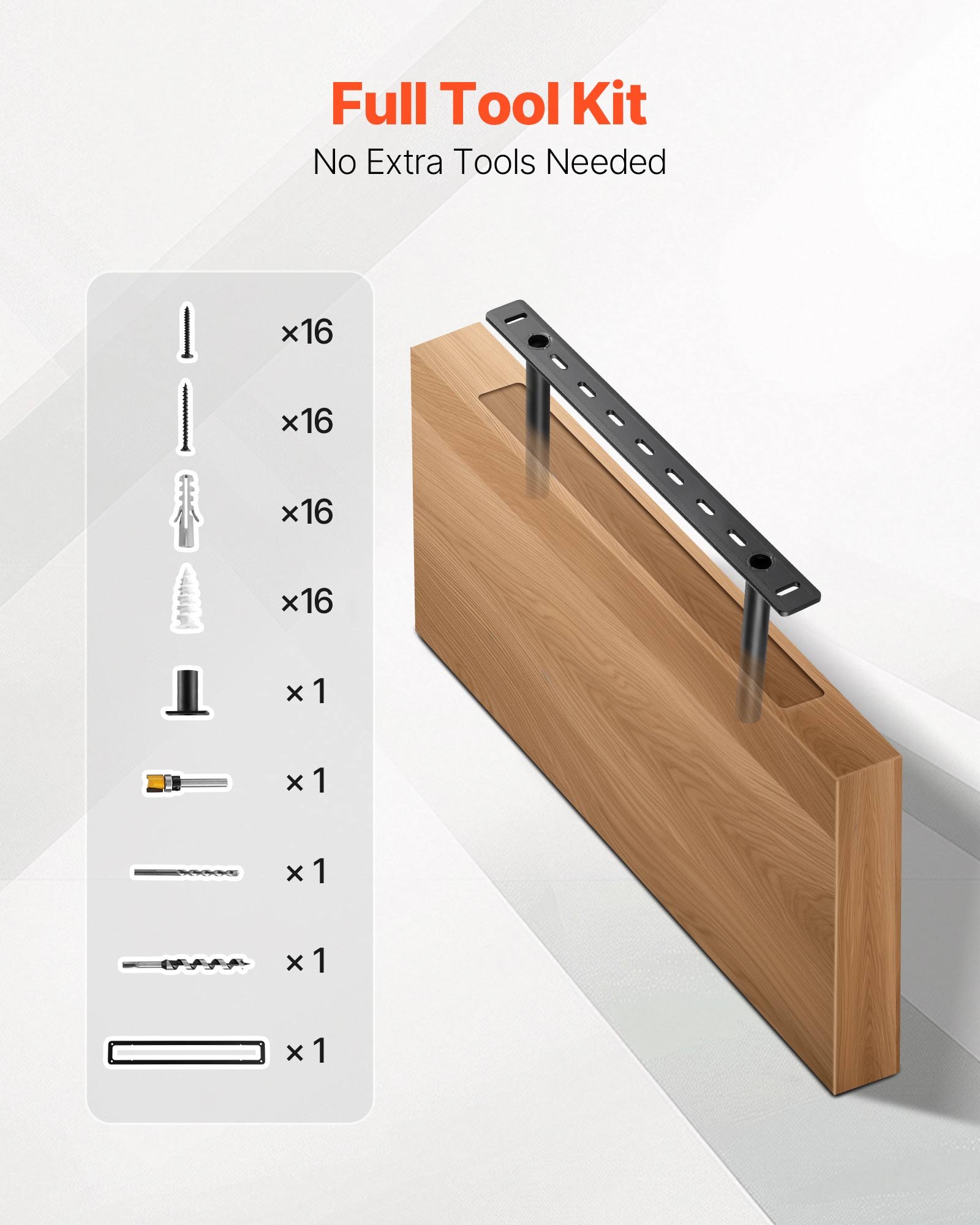 VEVOR Soportes Flotantes para Estantes de Alta Resistencia, Paquete de 2, Soporte Oculto Resistente, Capacidad de Peso de 68 kg para Montaje en Pared, Instalación Fácil, 406,4 x 157,4 x 38,1 mm