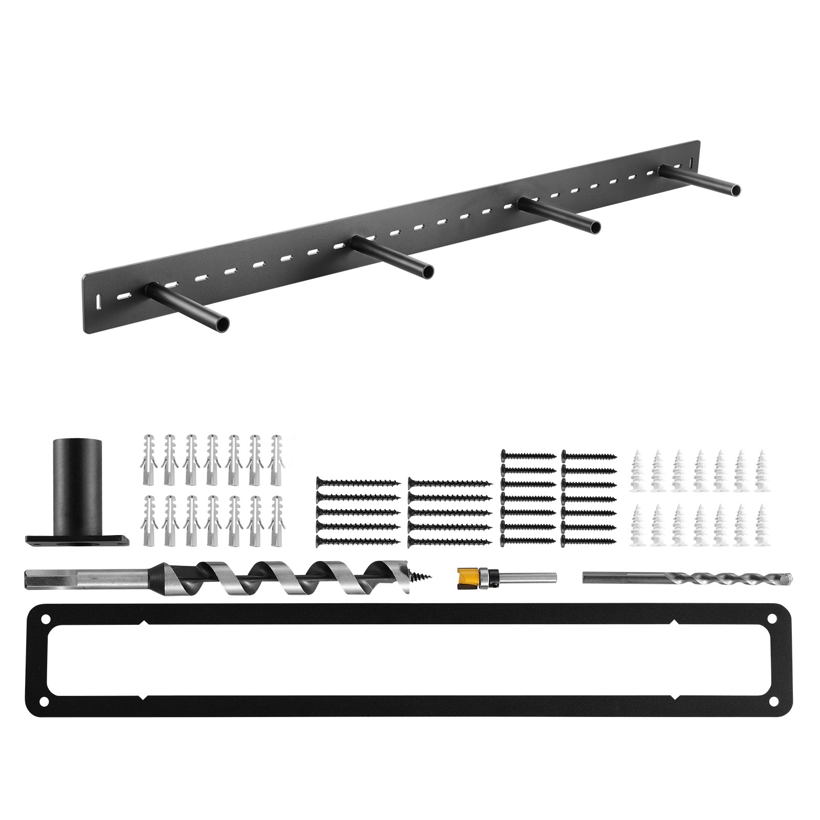 VEVOR Soportes Flotantes Duraderos para Estantes de Alta Resistencia, 1 Pieza, 1168,4 x 157,4 x 76,2 mm, Soporte Oculto, Capacidad de Peso 104 kg para Montaje en Pared, Amplia Aplicación, Negro