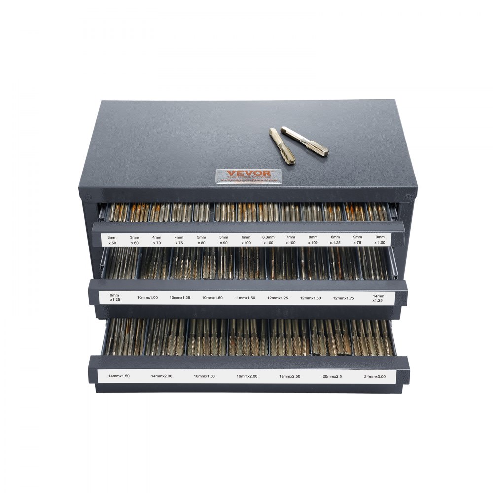 VEVOR Caja de Almacenamiento para Grifos de 3-24 mm Estuche Vacío para Grifos con 3 Cajones 29 Compartimentos Etiquetados Dispensador de Grifo 37,5x20x20 cm Apilable Fácil Identificación para Taller