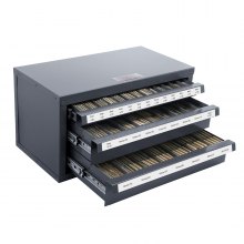 VEVOR Caja de Almacenamiento para Grifos de 3-24 mm Estuche Vacío para Grifos con 3 Cajones 29 Compartimentos Etiquetados Dispensador de Grifo 37,5x20x20 cm Apilable Fácil Identificación para Taller