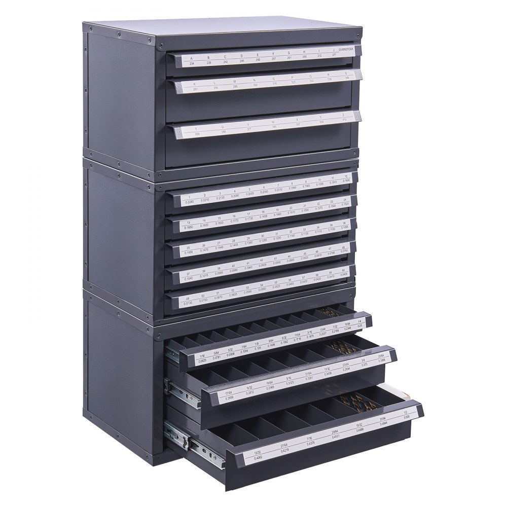 VEVOR Dispensador de Brocas 3 Piezas 116 Compartimentos en Total, Caja de Almacenamiento de Brocas Caja de Brocas Vacía, Fácil Identificación, Apilable, Almacenamiento de Brocas de Taller