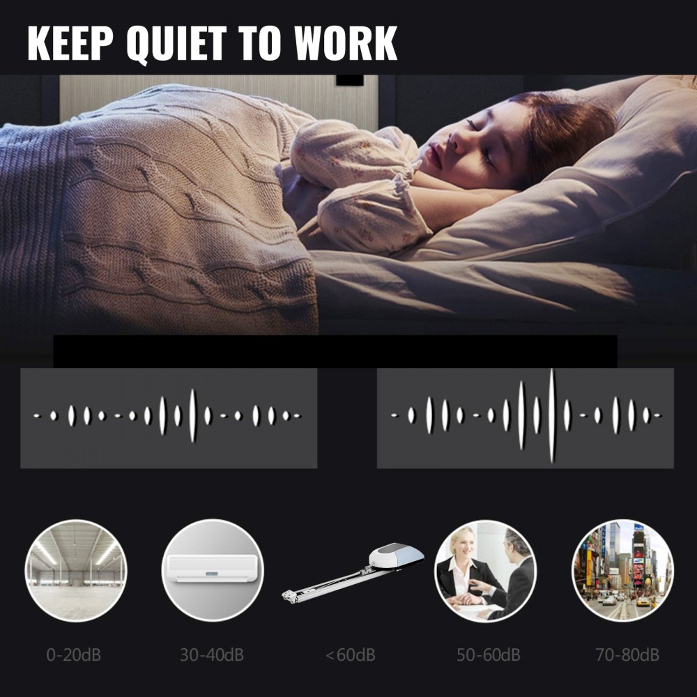 VEVOR Abridor de Puerta Garaje Automática 200 W Motor para Puerta Garaje Basculante con Velocidad de 120 mm/s 1000 N Motor para Puerta Automática con Control Remoto de Doble Vía de Distancia 25~35 m