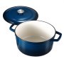 VEVOR Horno Holandés de Hierro Fundido Esmaltado, 5,68 L, para Hornear Pan de Masa Madre, Olla Robusta con Tapa y 2 Asas, Apto hasta 260 °C, Ideal para Cocinar y Freír, 350 x 270 x 190 mm, Azul