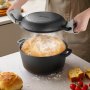 VEVOR Horno Holandés de Hierro Fundido, 2 en 1 con Tapa, 4,73 L, con Cesta de Fermentación y Accesorios, Compatible con Horno de Pan de 260 °C, para 3 a 5 Personas a la Vez, 322 x 260 x 165 mm
