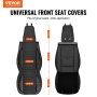 VEVOR Fundas de Asiento Universales Delanteros, 2 Fundas de Asiento de Piel Sintética, Diseño Semicerrado, Reposacabezas Desmontable y Compatible con Airbag, para la Mayoría de los Coches, Negro