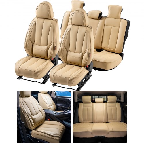 Juego De Fundas De Asiento Universales VEVOR - 13 Piezas, Piel Sintética Beige, Para Asientos Delanteros Y Traseros Juego De Fundas De Asiento Universales VEVOR - 13 Piezas, Piel Sintética Beige, Para Asientos Delanteros Y Traseros