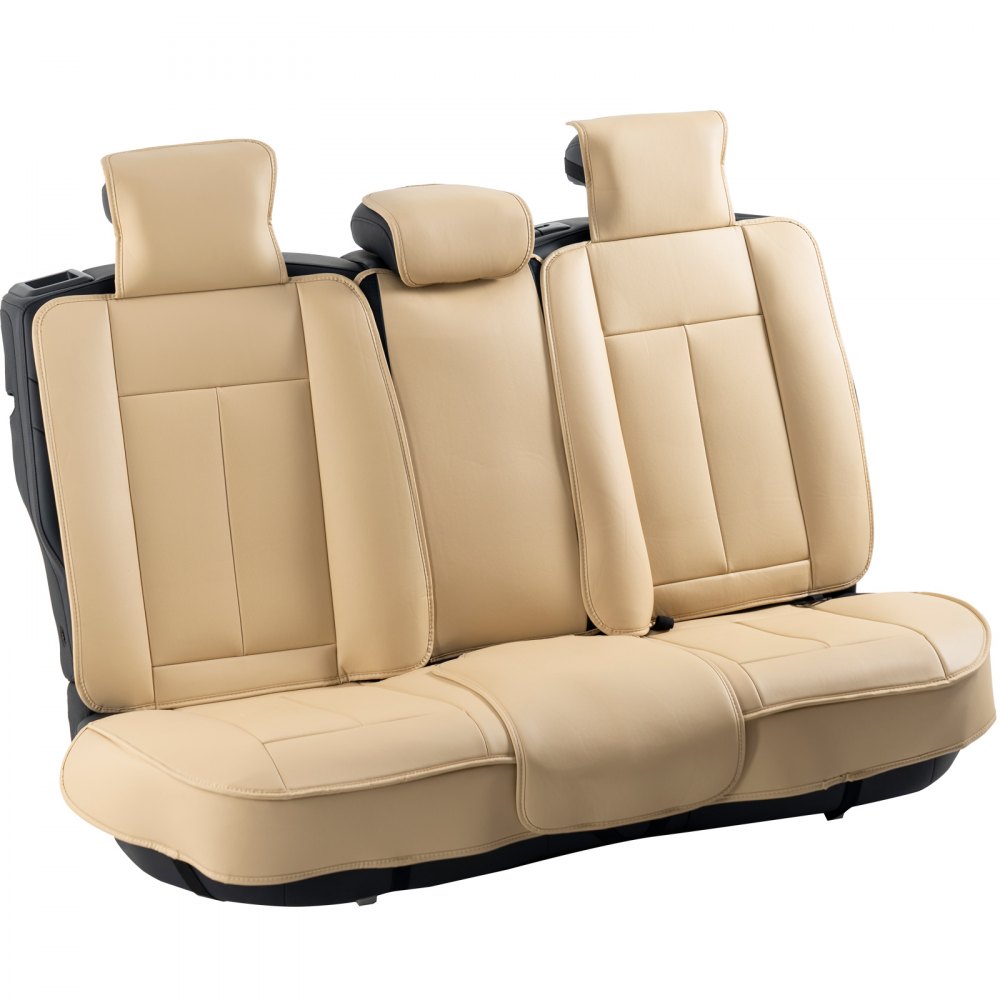 VEVOR Fundas de Asiento Universales para Asientos de Automóvil, Juego Completo de Asientos Delanteros y Traseros, 13 Piezas de Funda de Asiento de Piel Sintética, para la Mayoría de los Autos, Beige