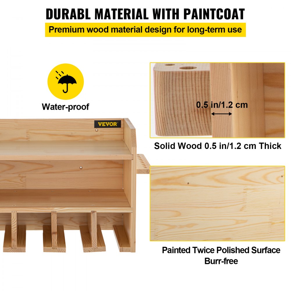 VEVOR Soporte de Pared Inalámbrico de Madera 5 Ranuras Estación de Carga de Herramientas Eléctricas 49,5 x 25,4 x 33,3 cm Material Madera de Pino 50 kg Almacenamiento de Herramientas Eléctricas