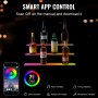 Estante de exhibición de botellas de licor iluminado con LED VEVOR, estante de barra comercial iluminado de 3 niveles y 24 pulgadas, soporte para whisky de 3 pasos, estantes acrílicos para bebidas con control remoto RF y aplicación e iluminación multicolor