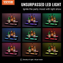 VEVOR Estante de Exhibición Botellas Licor Luz LED 405 x 200 x 114 ±5 mm 2 Capas