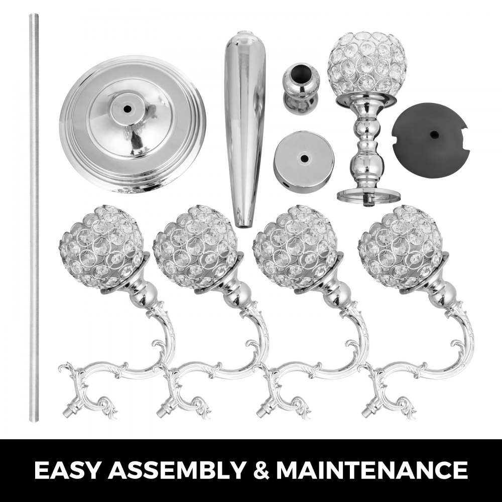 Candelabro De 5 Brazos Candelabro Gótico Con Bolas De Cristal Color Plata