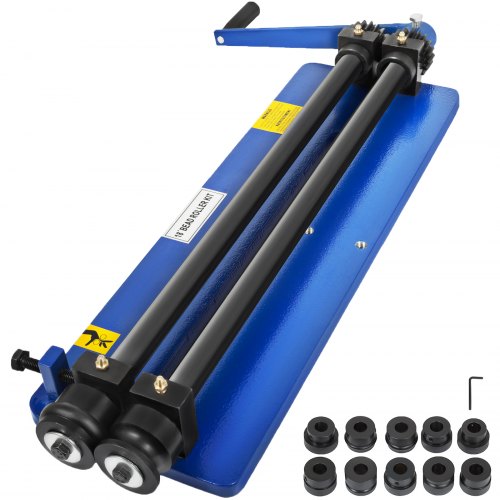 VEVOR Máquina Dobladora Manual de 460 mm Curvadora de Tubos, Herramienta de Laminado de Rodillos de Bolas Espesor de 1,2 mm, Máquina de Prensado Rotativo Profundidad 45,72 cm con 6 Juegos de Rodillos