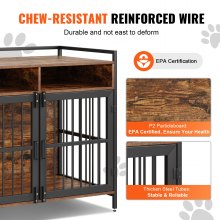 VEVOR Jaula para Perros Estilo Mueble con Almacenamiento, 41", Muebles para Perros de Raza Grande con Puertas Dobles, Jaula de Madera para Perros en Interiores, Soporta hasta 70 Libras, Marrón Rústico