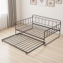 VEVOR Full Size Daybed Frame, Day Bed with Trundle, Heavy Duty Metal Platform Bed Frame, Full Daybed with Metal Slats Support for Living Room, Bedroom, Guest Room, Easy Assembly, Black