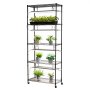 VEVOR DIY Plant Shelf with Grow Lights, 180cm Tall Indoor Plant Stand with Wheels, 192W 5000K Full Spectrum Grow Lights, Heavy Duty Metal Plants Display Rack, Flower Pot Holder for Seed Starting