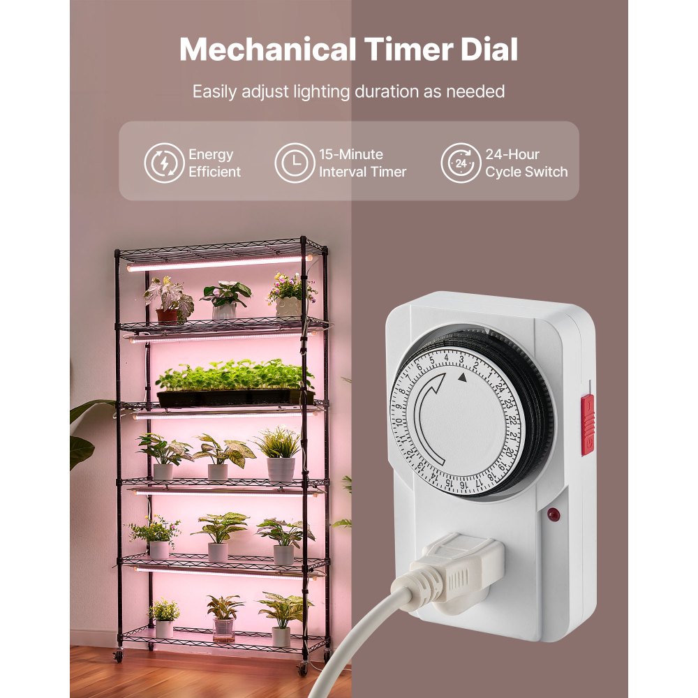 VEVOR Soporte para Plantas con Luz de Cultivo 6 Niveles Alto 180 cm 150 W, Estante para Plantas con Ruedas Giratorias, Temporizador Mecánico, para Crecimiento de Planta, Macetas, 900 x 350 x 1800 mm