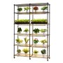 VEVOR Plant Shelf with Grow Light, 6-Tier Double-Row Plant Stand, 180cm Tall Indoor Plants Display Rack with Wheels & Timer, 200W Full Spectrum Grow Lights, Metal Flower Pot Holder for Seed Starting