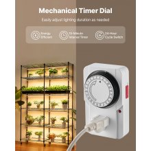 VEVOR Soporte para Plantas con Luz de Cultivo 6 Niveles Doble Fila 180 cm 200 W, Estante para Plantas con Ruedas, Temporizador Mecánico, para Crecimiento de Planta, Macetas, 1200 x 350 x 1800 mm