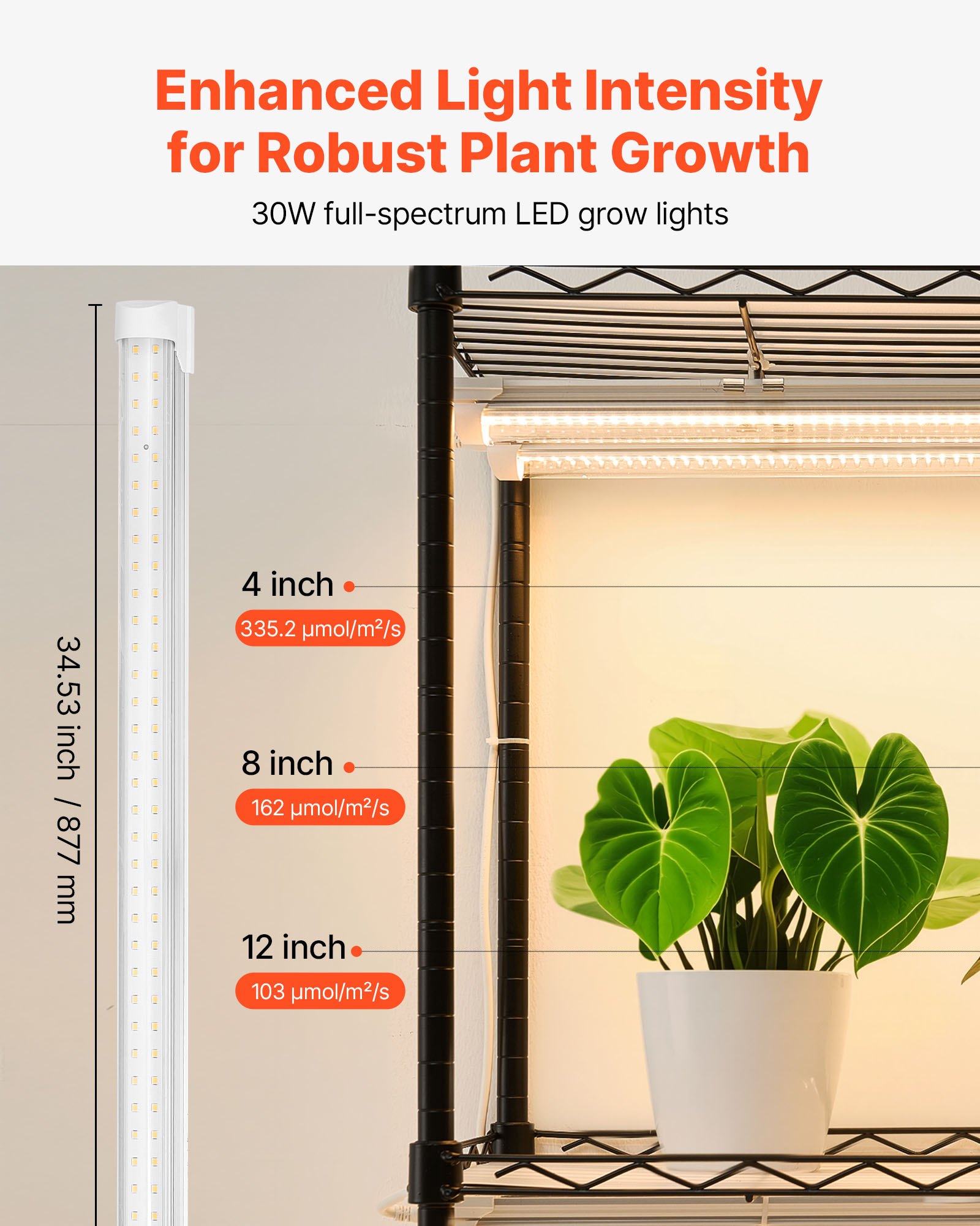 VEVOR Soporte para Plantas con Luz de Cultivo y Cubierta de Invernadero 4 Niveles 150 cm 180 W, Estante para Plantas con Ruedas, Temporizador, Higrómetro, Luces de Cultivo de Espectro Completo