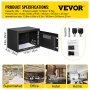 VEVOR Safe 0.8 cubic foot, furniture safe 10 kg load capacity, wall safe black dustproof with fingerprint code digital keypad keypad 4 locking systems security safe apartment hotel office