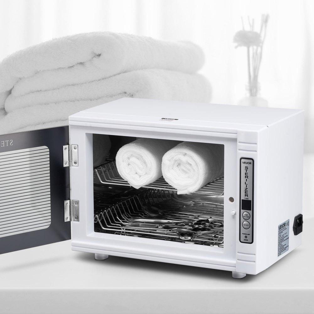 VEVOR 5 W Máquina Limpiadora de Herramientas para Uñas, Capacidad de 12 L, Armario con Temporizador, Puerta de Vidrio Templado, Longitud de Onda de 185 nm para Salones de Uñas, Salones de Belleza