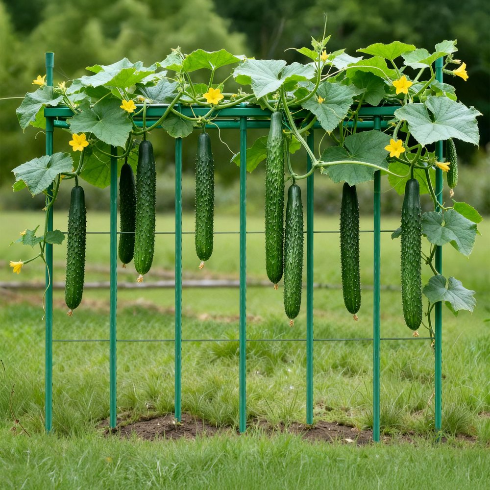 VEVOR Garden Stakes, 50 Pack, 1455 mm, Plastic Coated Metal Tomato Stakes, Garden Sticks for Plants Support, with Pointed End and Non-Slip Bumps for Growing Climbing Plants, Outdoor Vegetables