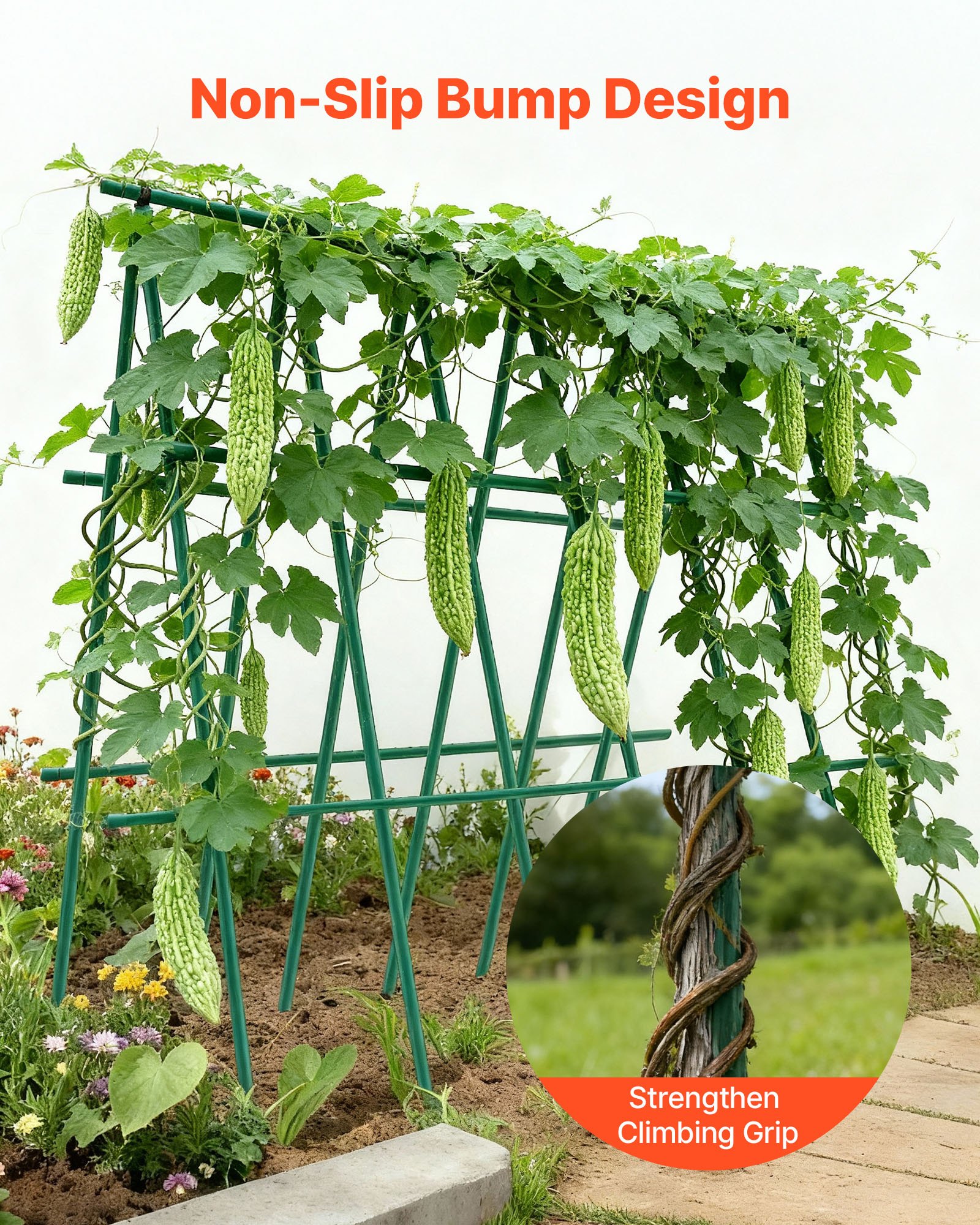 VEVOR Tutores de Metal Recubiertos de Plástico para Tomates, con Extremo Puntiagudo y Protuberancias Antideslizantes para el Cultivo de Plantas Trepadoras y Hortalizas, Ø 16 x 1705 mm, 15 uds