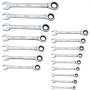 VEVOR 16 PCS Juego de Llaves Combinadas, Juego de Llaves de Trinquete con Estante Organizador, Juego de Llaves Mediano Métricas de 8 mm a 24 mm, para Uso Doméstico, Reparaciones de Automóviles
